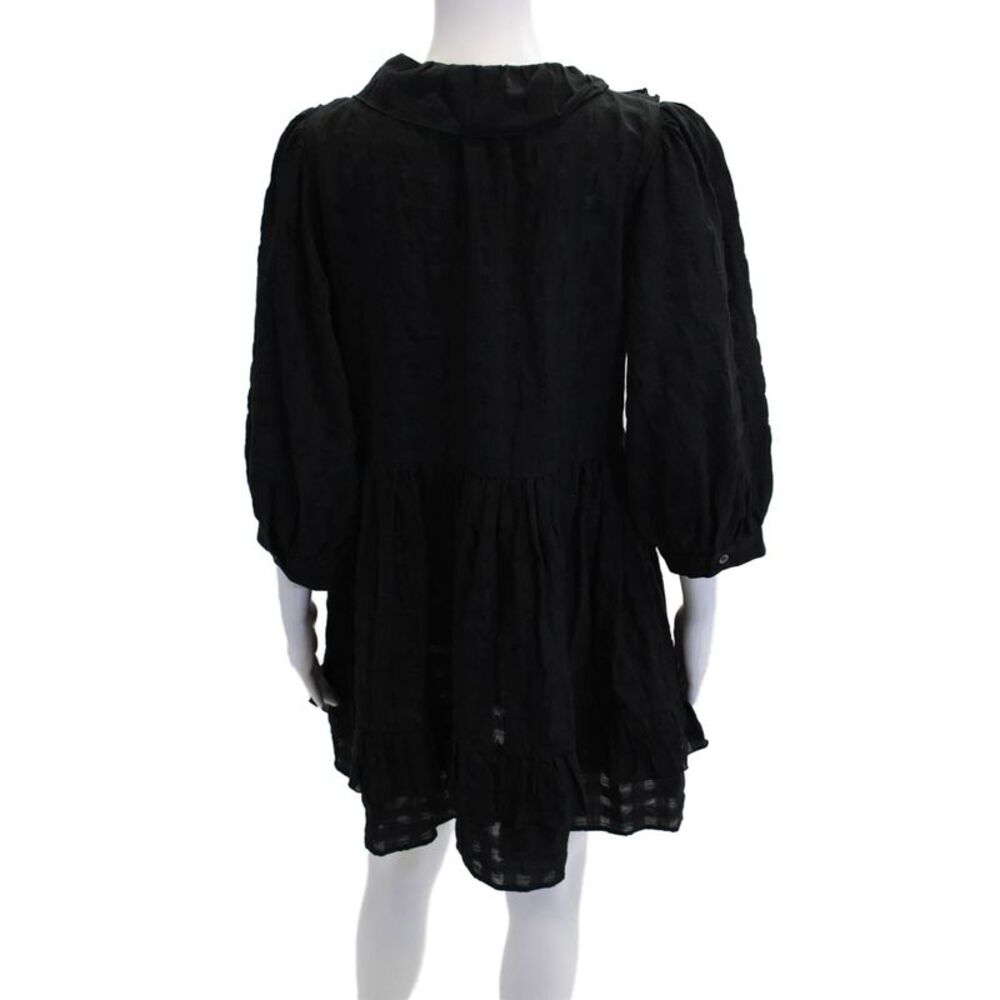 &Daughter Womens Striped Ruffled A Line Mini Dress Black Cotton Size 12 - Picture 3 of 5